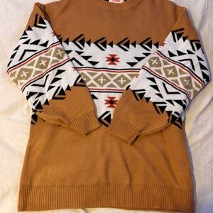 Mazik Crewneck Sweater - Tan, Black, and White